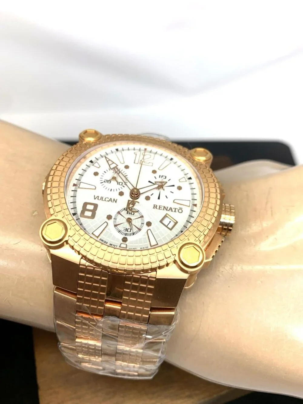 Renato Vulcan Men's Watch Swiss Quartz Chronograph Rose Gold Steel 46mm